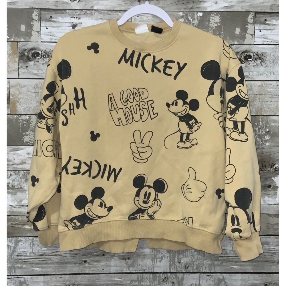 Disney Zara Mickey Mouse Kids Yellow‎ Crewneck Sweatshirt Size 11/12 Youth
